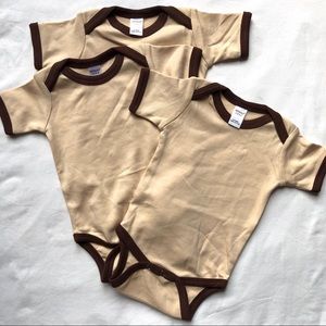 Three 3️⃣ Monag 0-3 Month Tan and Brown Bodysuits